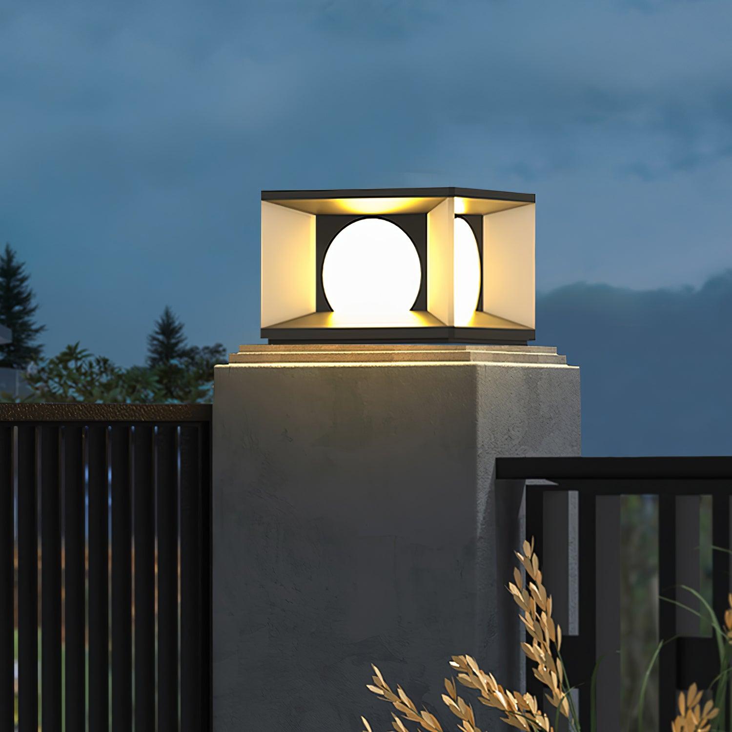 Eclipse Cube Outdoor Post Light - Lumpaz