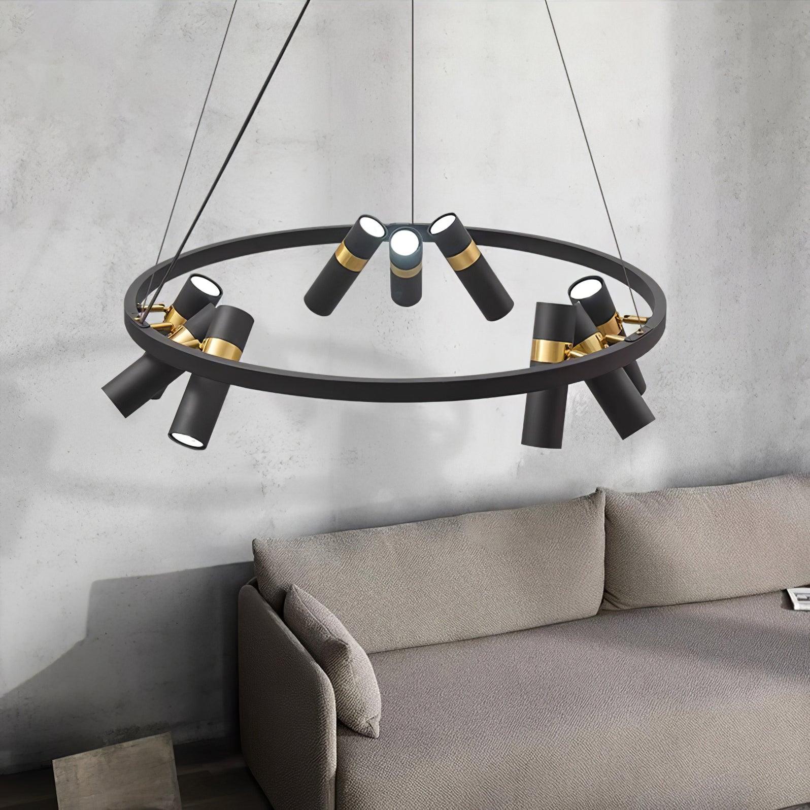 Black Mutil Pipe Chandelier - Lumpaz