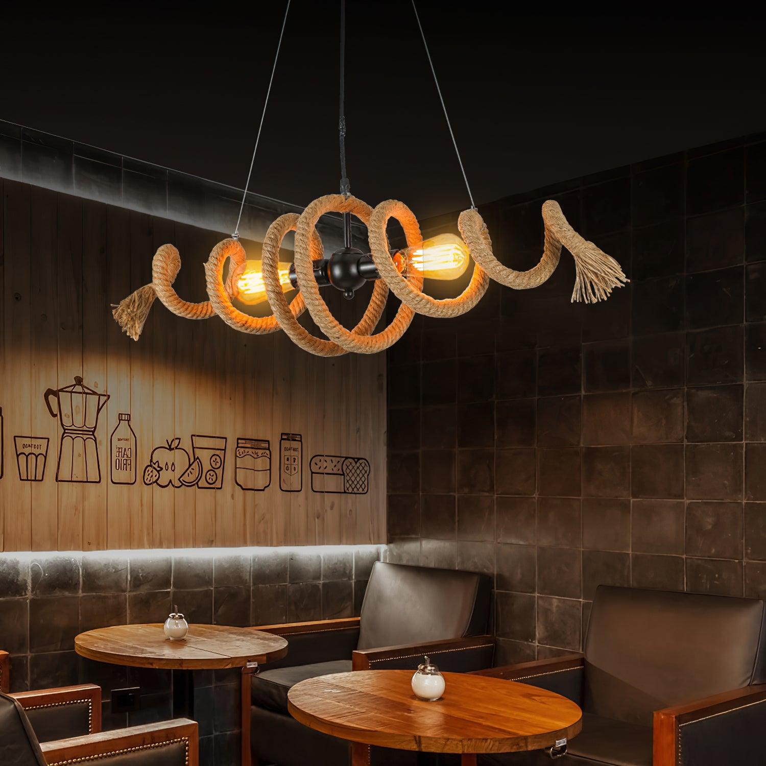 Hemp Rope Industrial Spiral Chandelier - Lumpaz