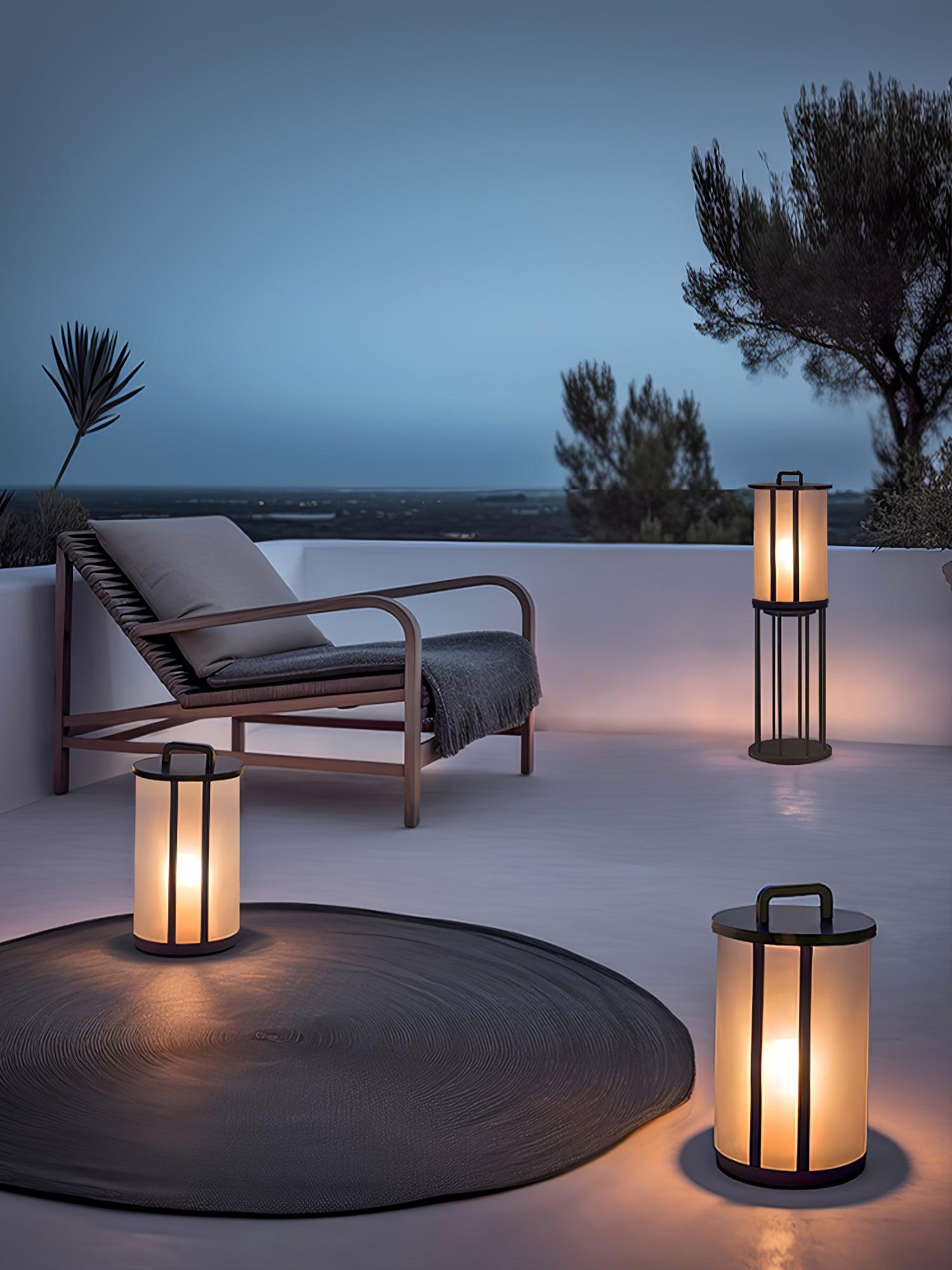 Round Pillar Acrylic Lantern Outdoor Lamp - Lumpaz