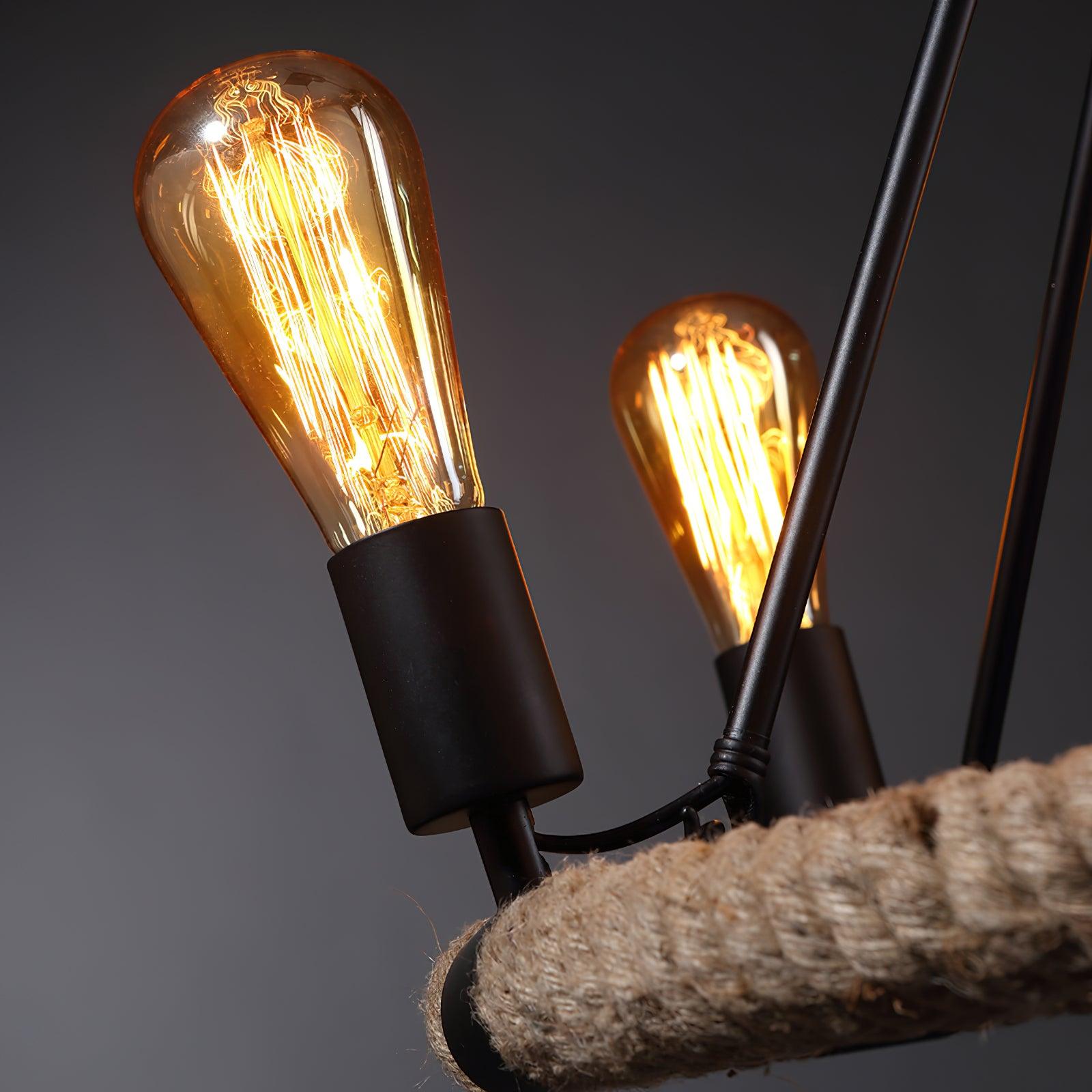 Hemp Rope Industrial Large Circle Chandelier - Lumpaz