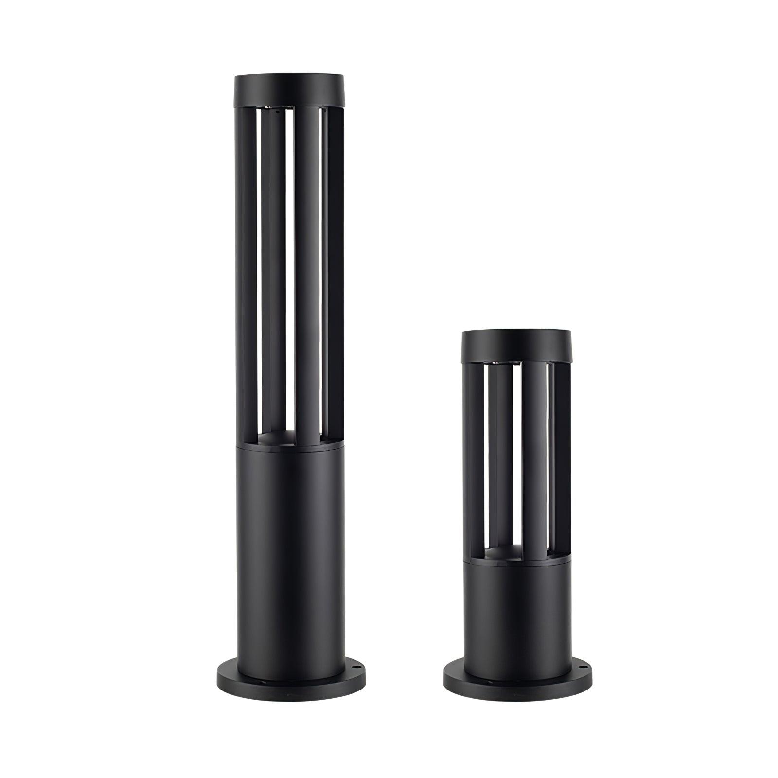 Black Cylindrical Garden Outdoor Light with Solar Panel - Lumpaz