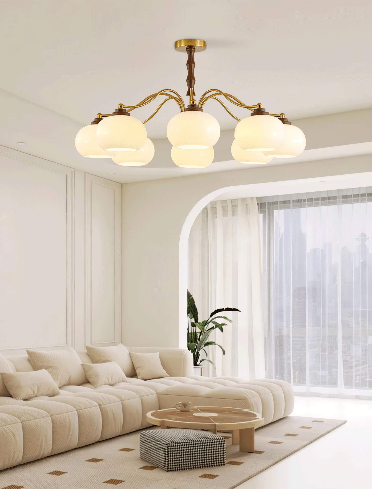 Persimmon Glass Globe Chandelier - Lumpaz