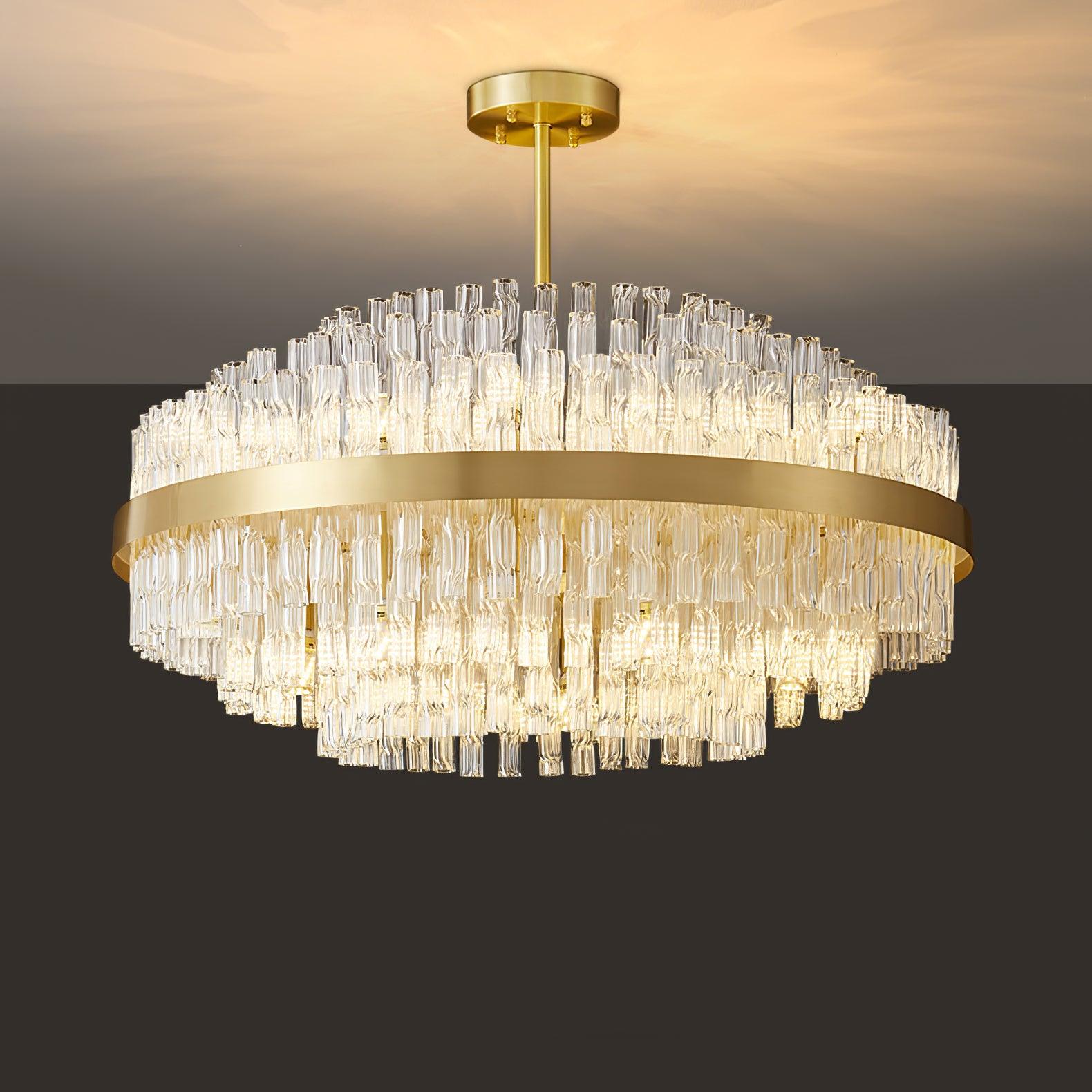 Gold & Clear Rod Chandelier - Lumpaz