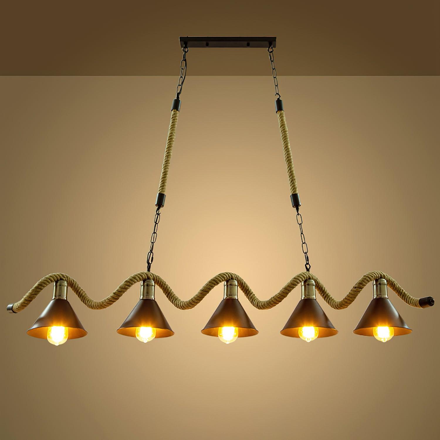 Hemp Rope Industrial Wave Chandelier - Lumpaz