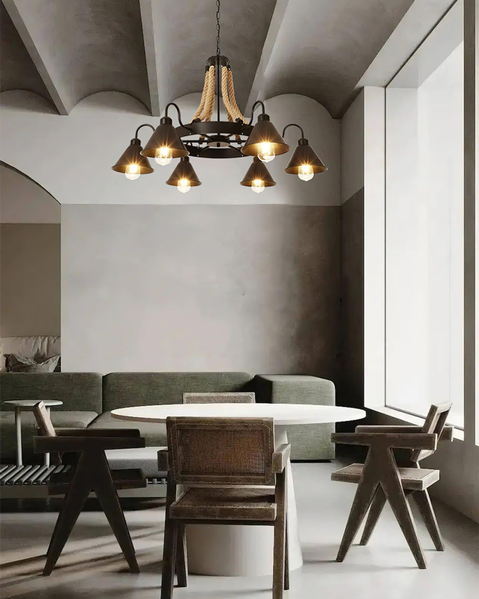 Hemp Rope Industrial Horn Chandelier - Lumpaz