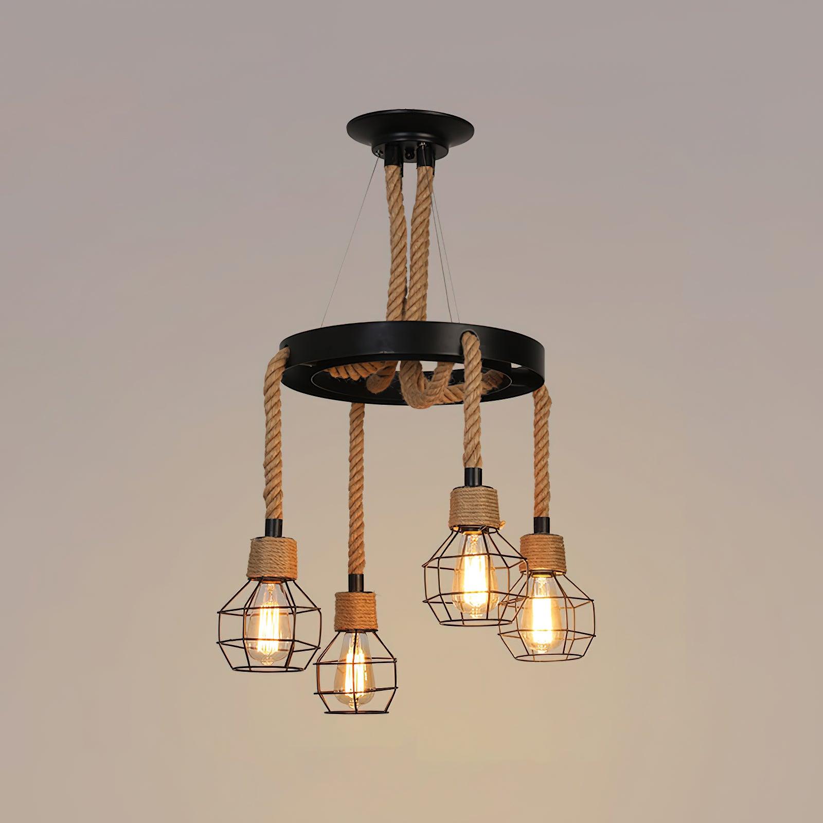 Hemp Rope Industrial Starfall Chandelier - Lumpaz