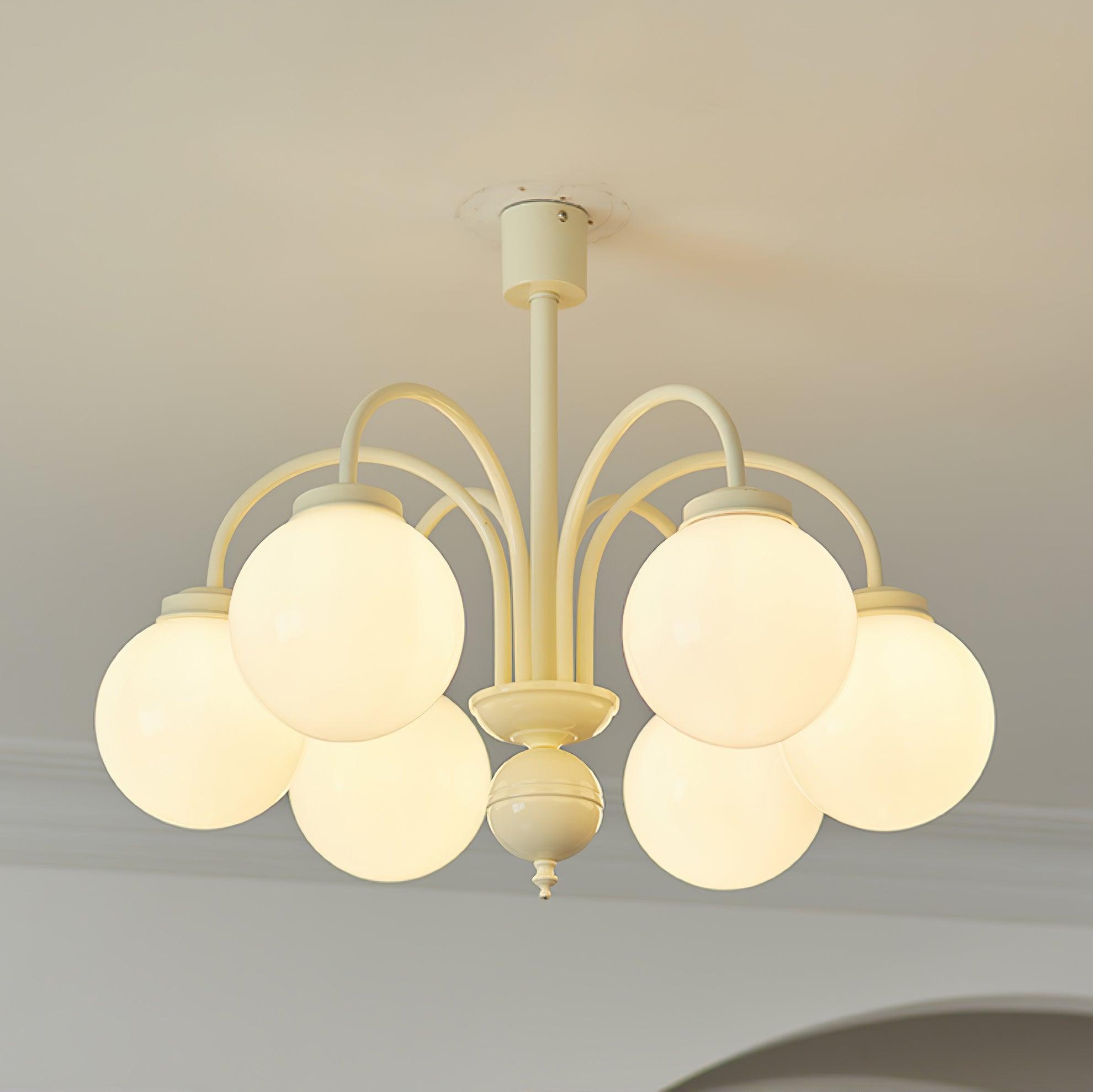 Cream Glass Sphere Chandelier - Lumpaz