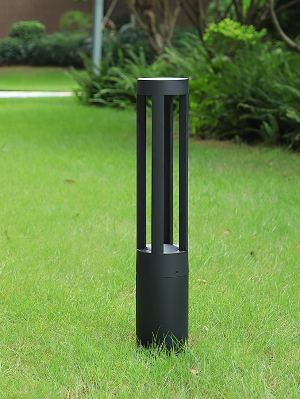 Black Cylindrical Garden Outdoor Light with Solar Panel - Lumpaz