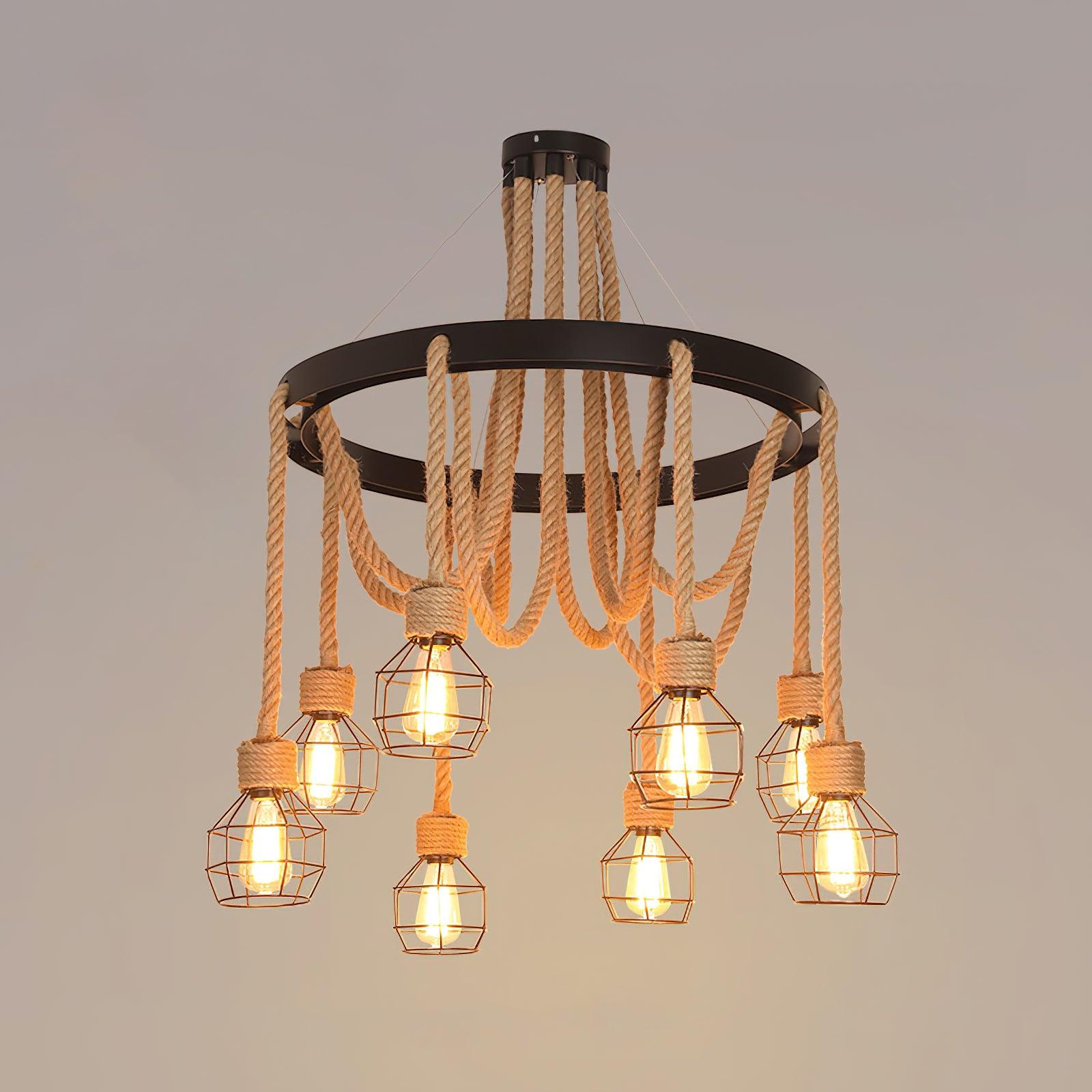 Hemp Rope Industrial Starfall Chandelier - Lumpaz
