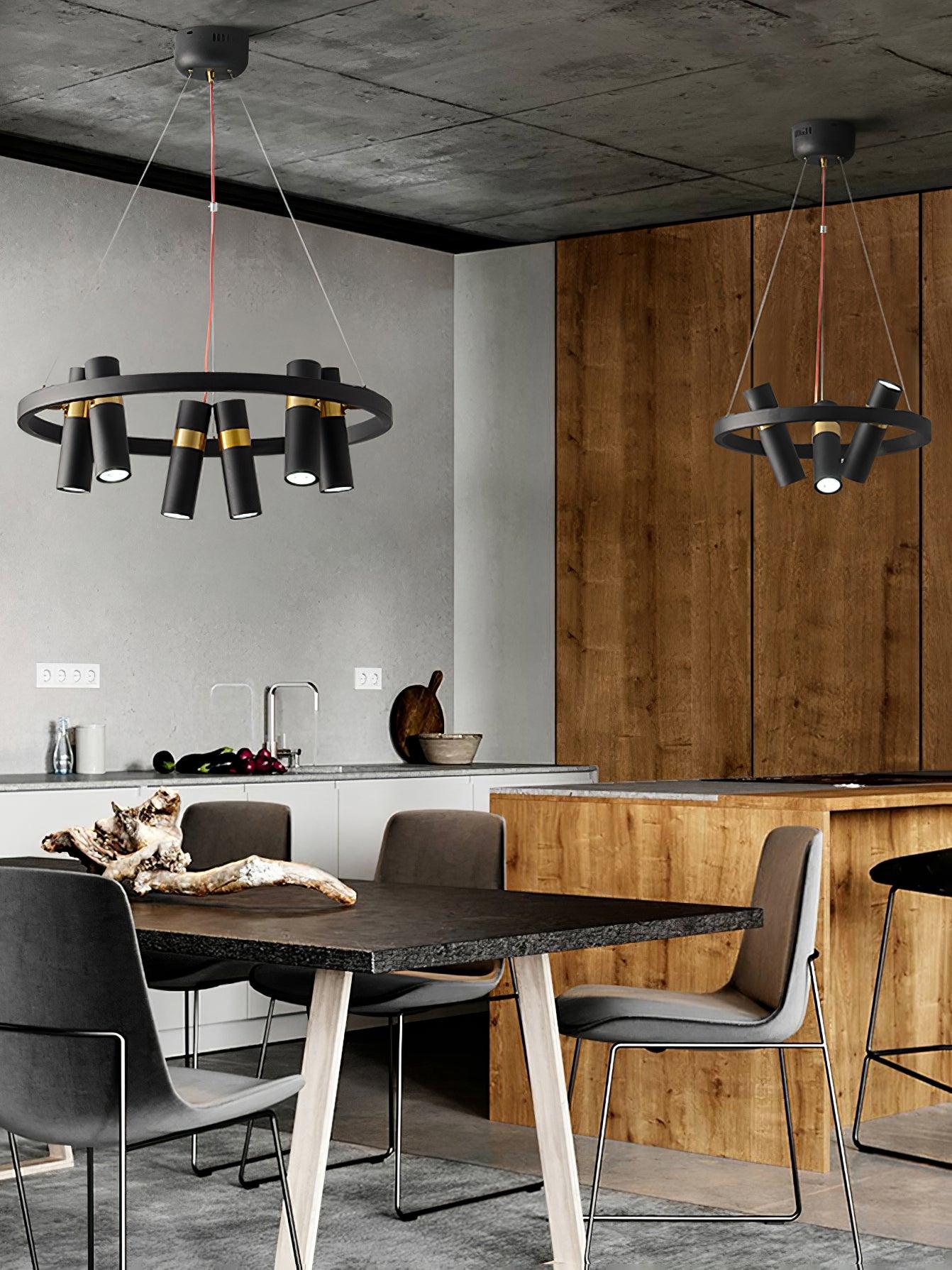 Black Mutil Pipe Chandelier - Lumpaz