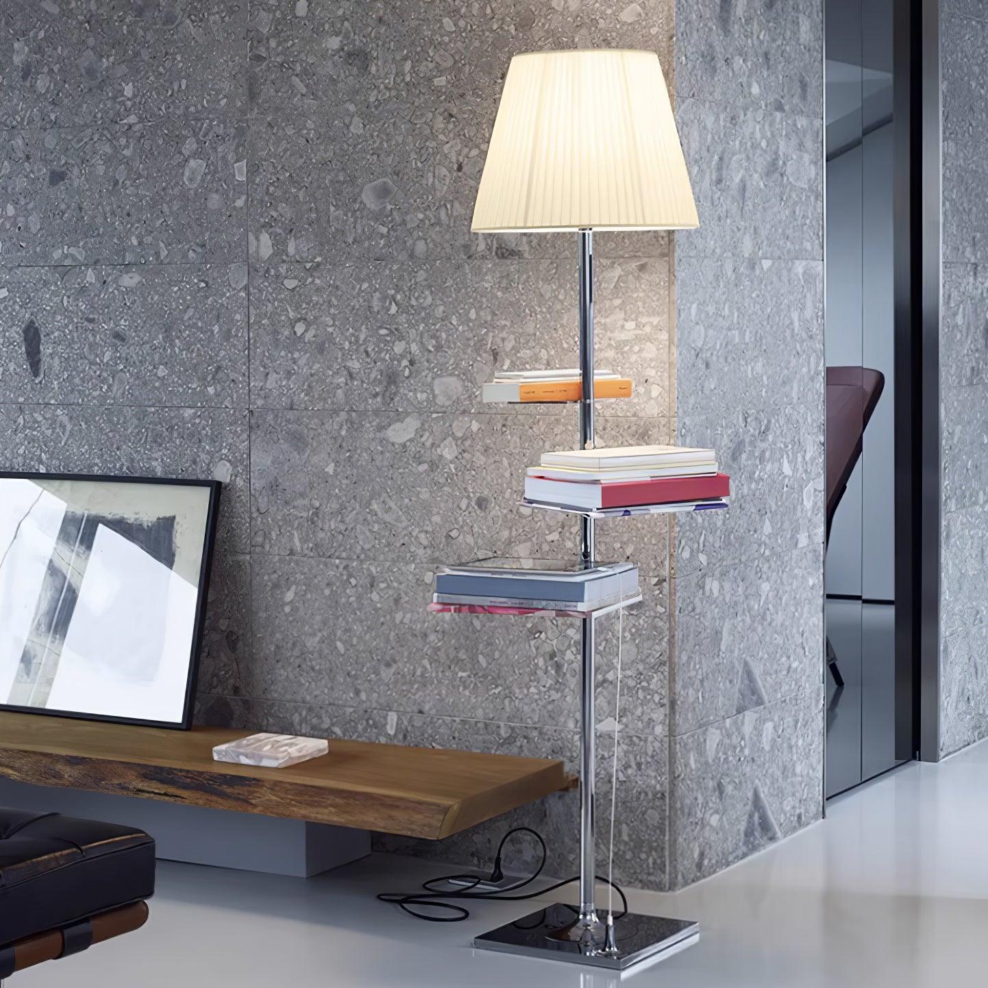 Chrome Prism Side Table Floor Lamp - Lumpaz