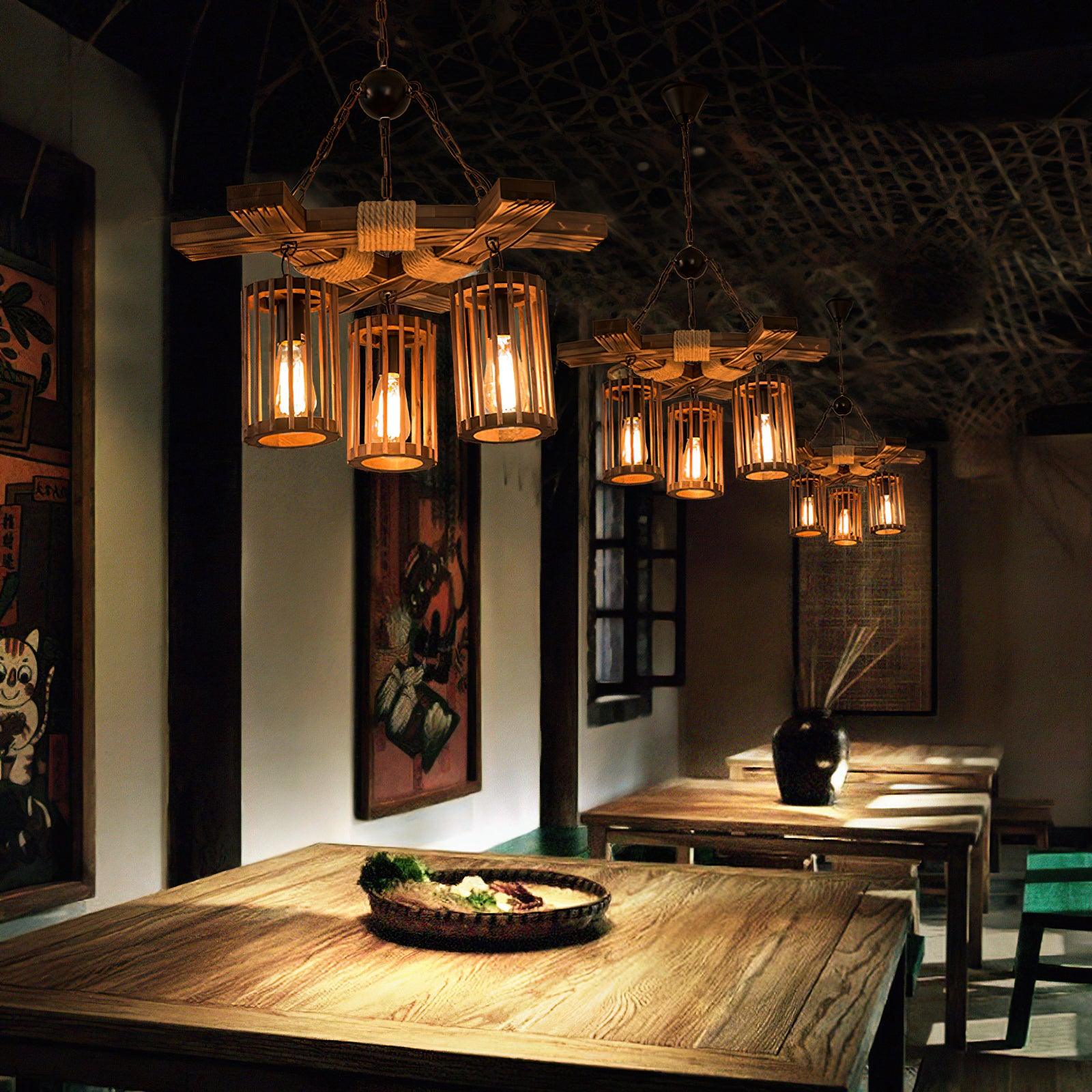 Retro Solid Wood Chandelier - Lumpaz