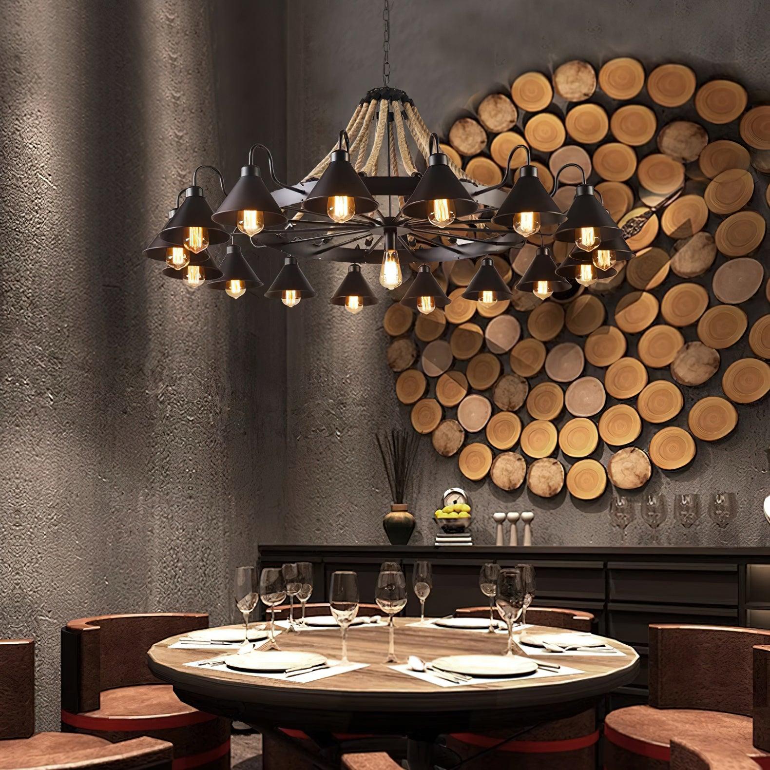 Hemp Rope Industrial Horn Chandelier - Lumpaz