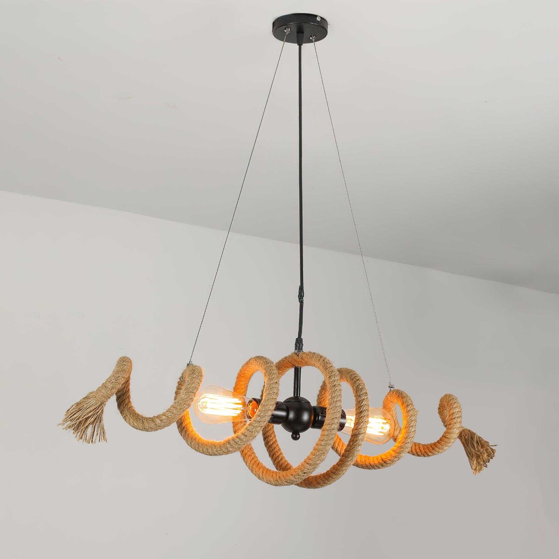 Hemp Rope Industrial Spiral Chandelier - Lumpaz