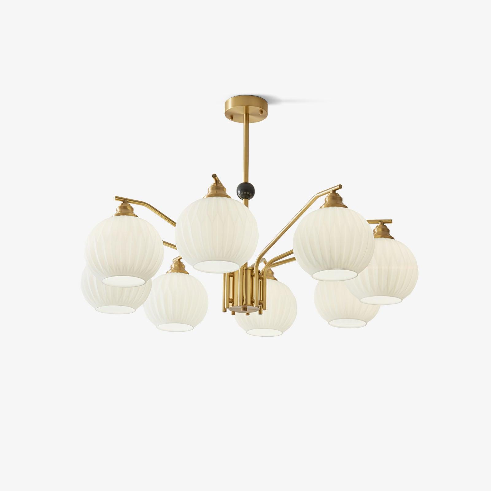 Ribbed Glass Gold Chandelier - Lumpaz