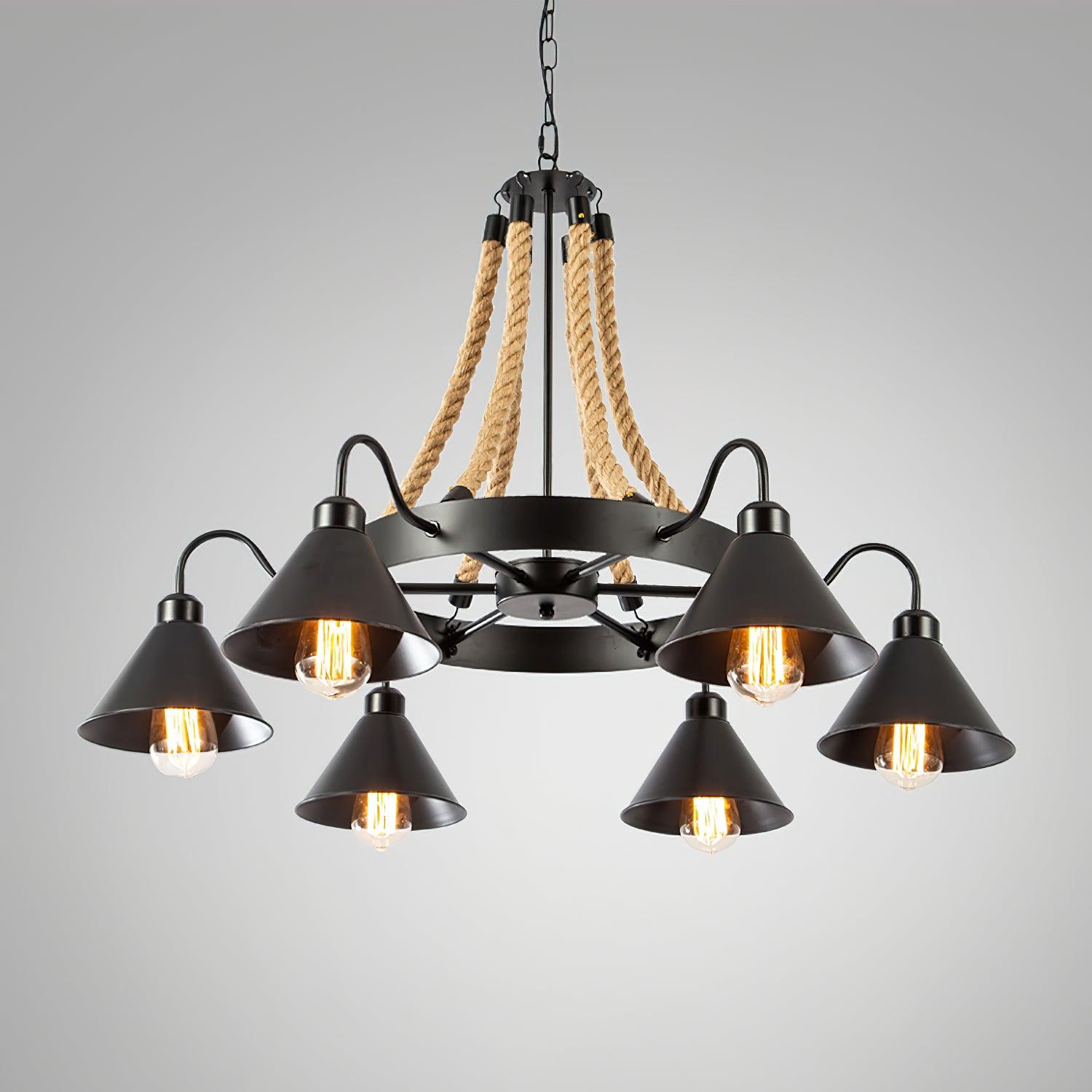 Hemp Rope Industrial Horn Chandelier - Lumpaz