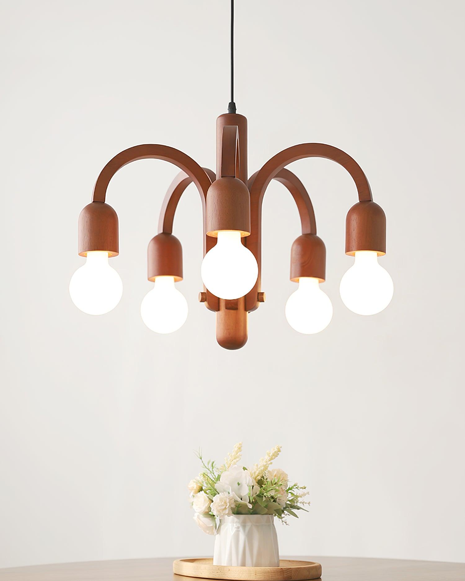 Candela Teak Chandelier - Lumpaz