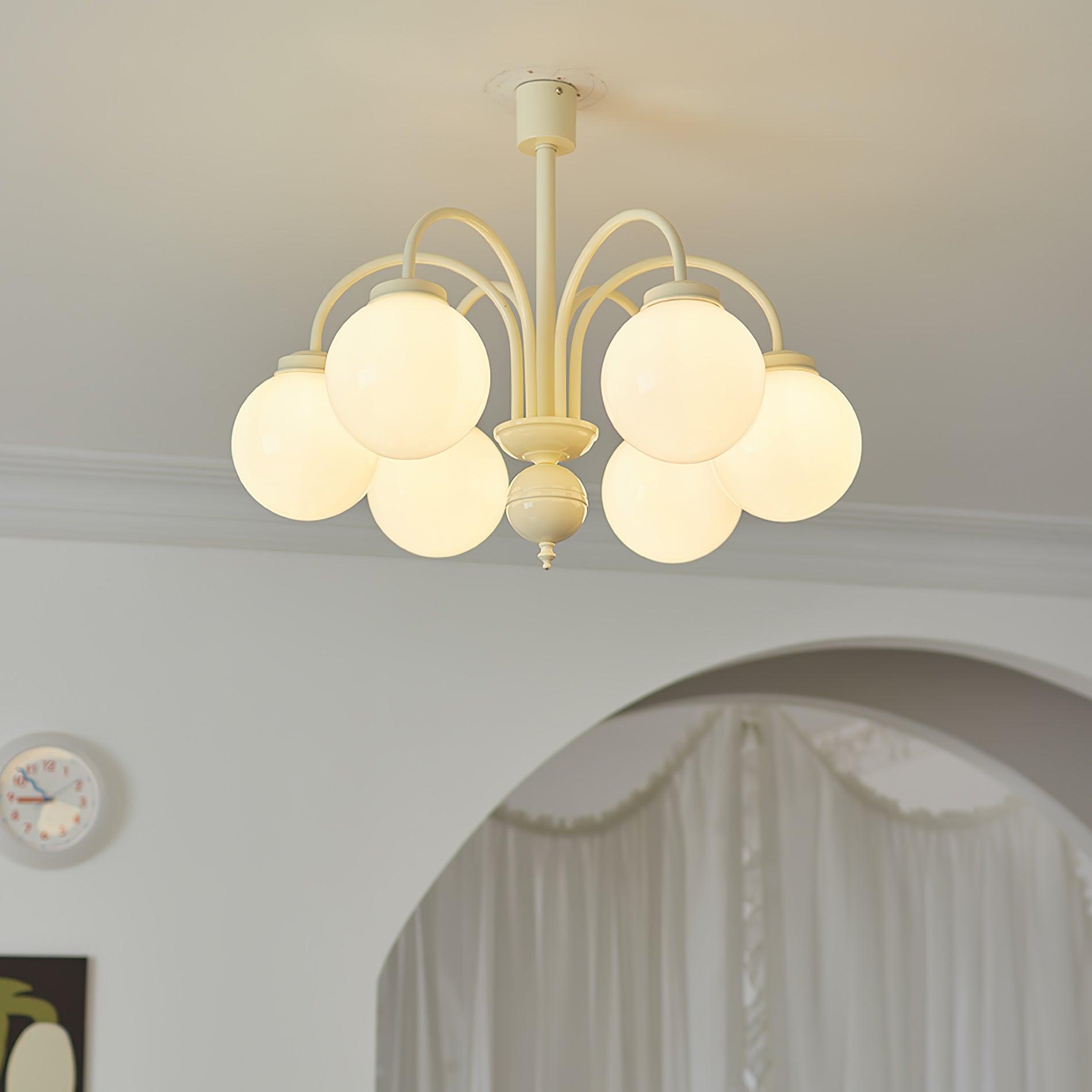 Cream Glass Sphere Chandelier - Lumpaz