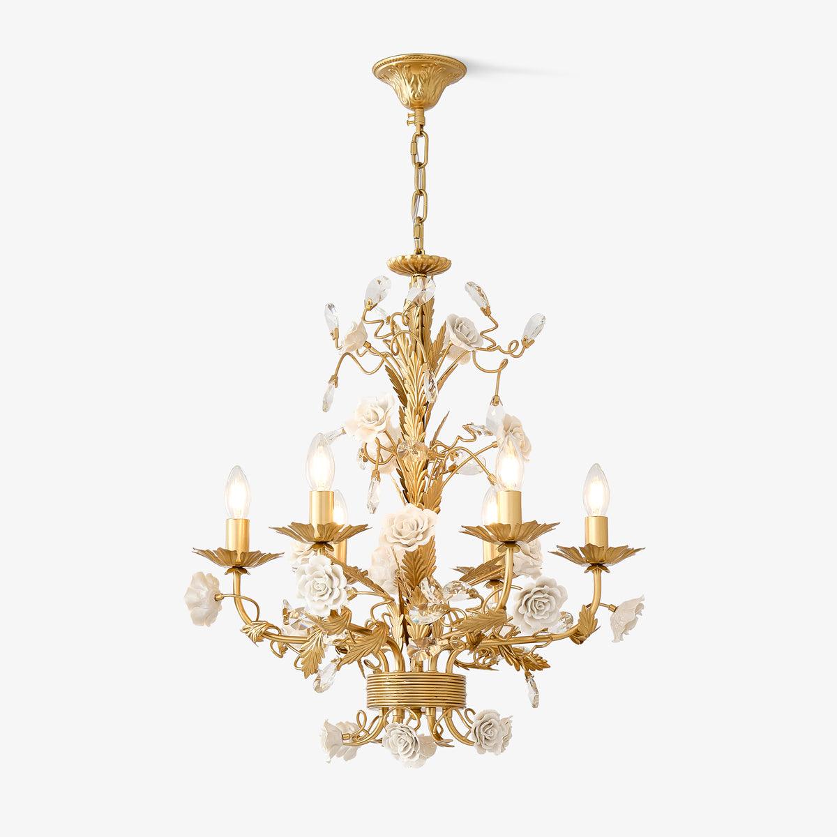 White Rose Crystal Chandelier - Lumpaz