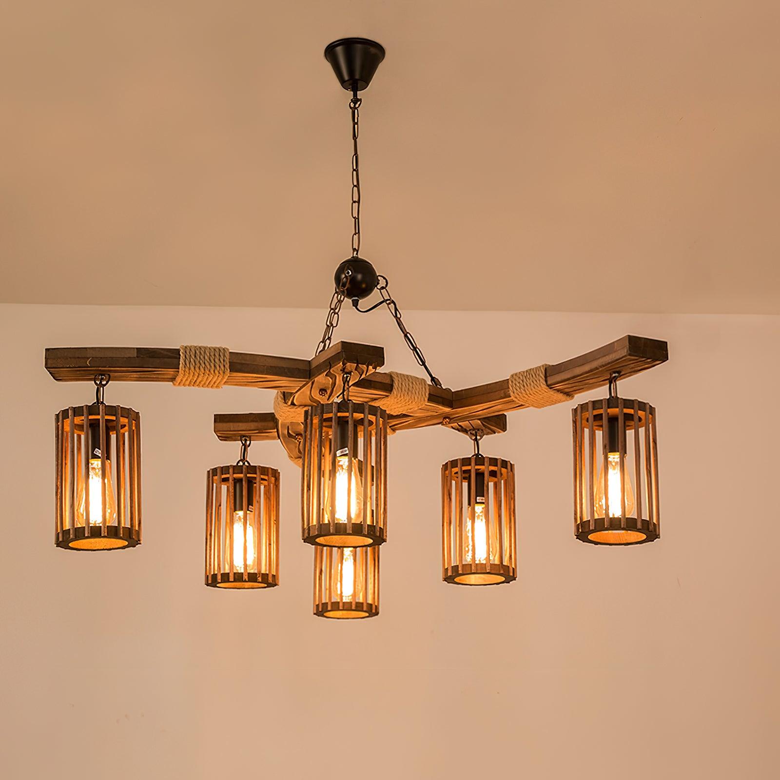 Retro Solid Wood Chandelier - Lumpaz