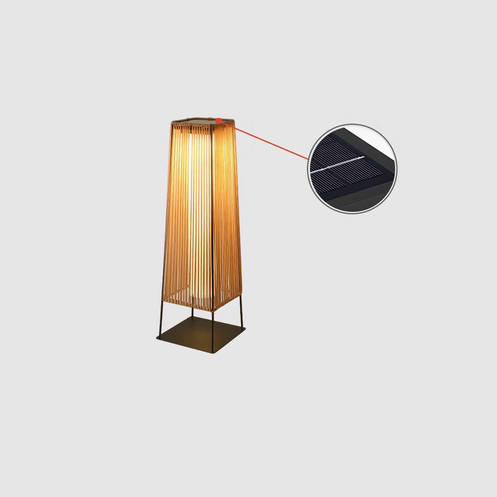 Plastic Rattan Outdoor Post Light with Solar Panel - Lumpaz