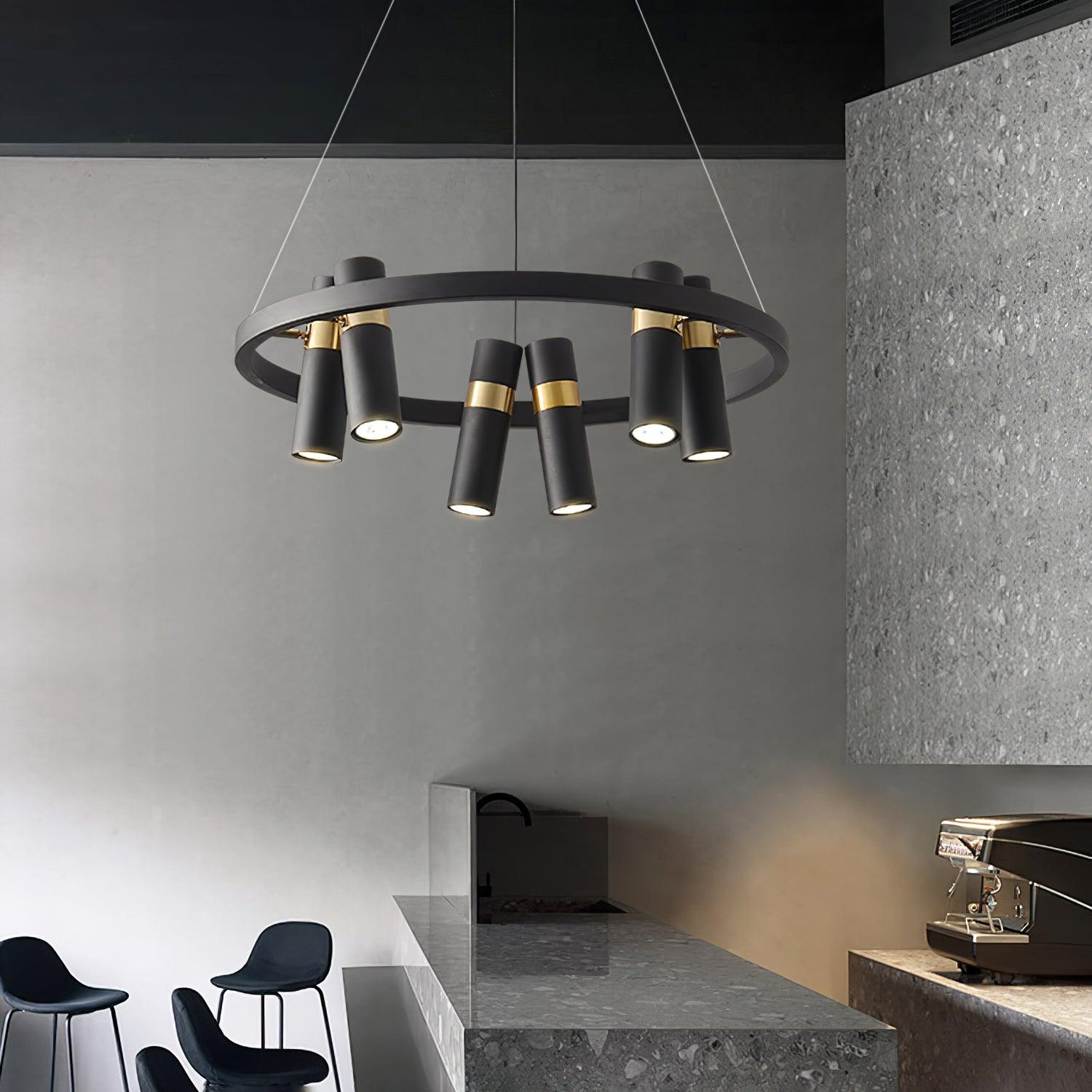 Black Mutil Pipe Chandelier - Lumpaz