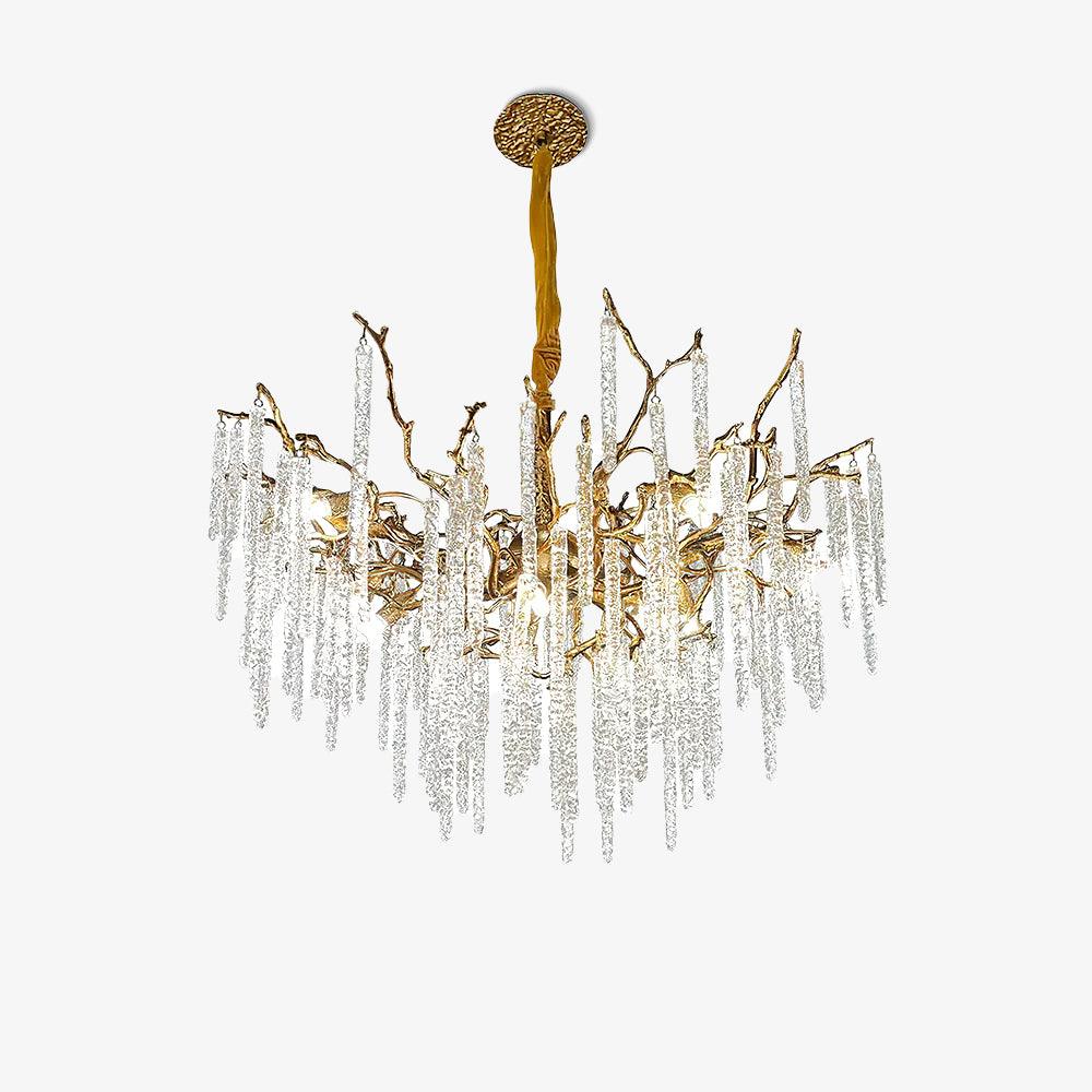 Crystal Icicles Branch Brass Chandelier - Lumpaz