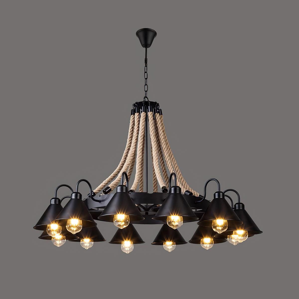 Hemp Rope Industrial Horn Chandelier - Lumpaz