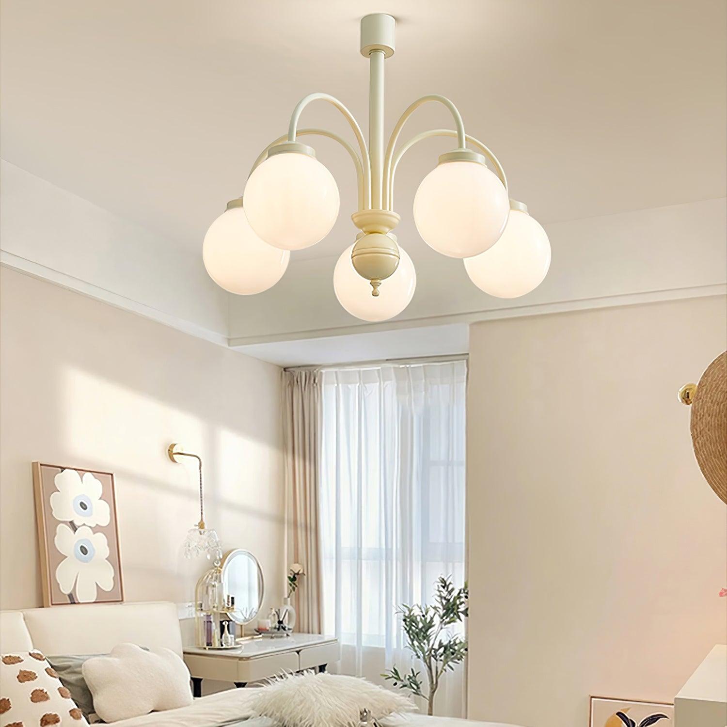 Cream Glass Sphere Chandelier - Lumpaz