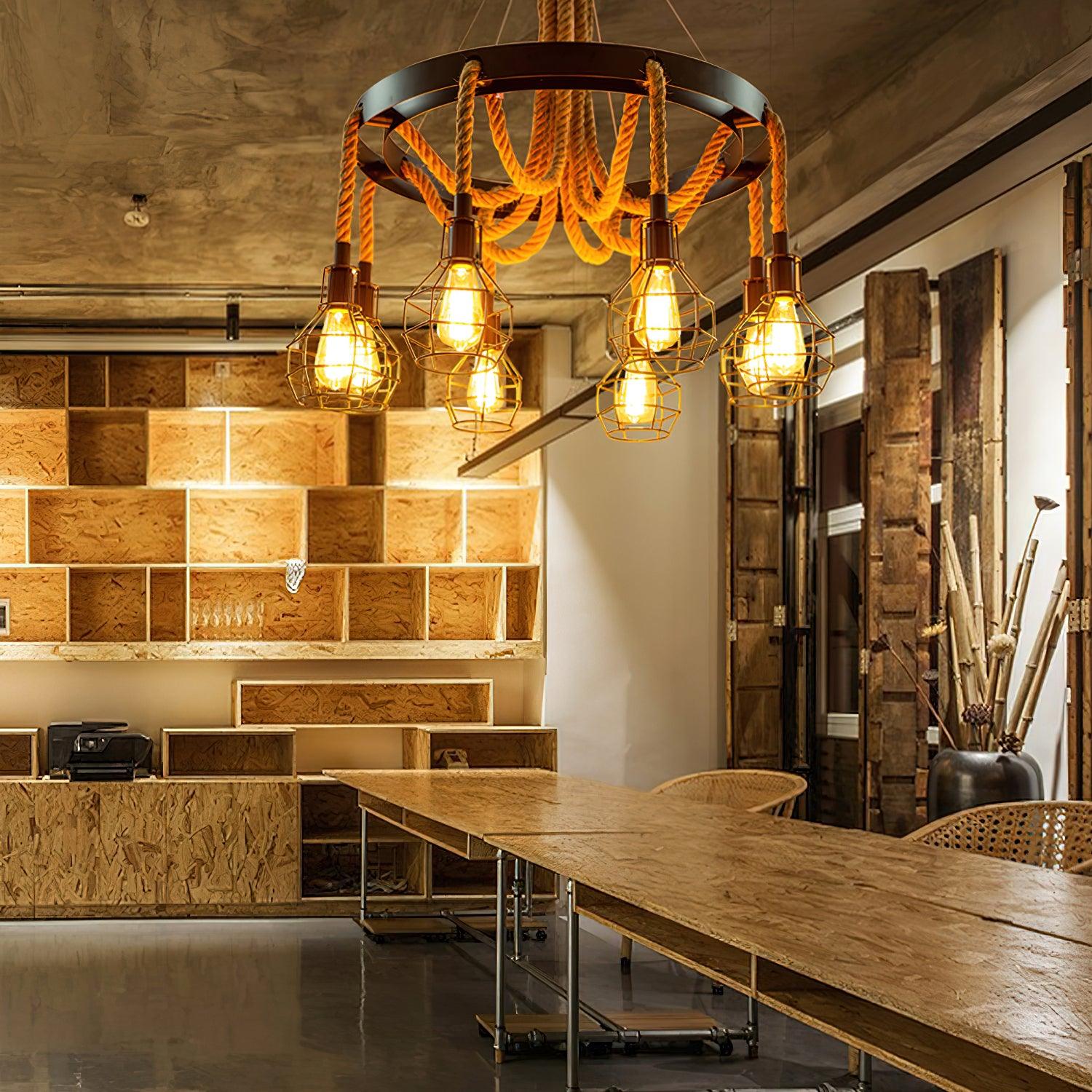 Hemp Rope Industrial Starfall Chandelier - Lumpaz