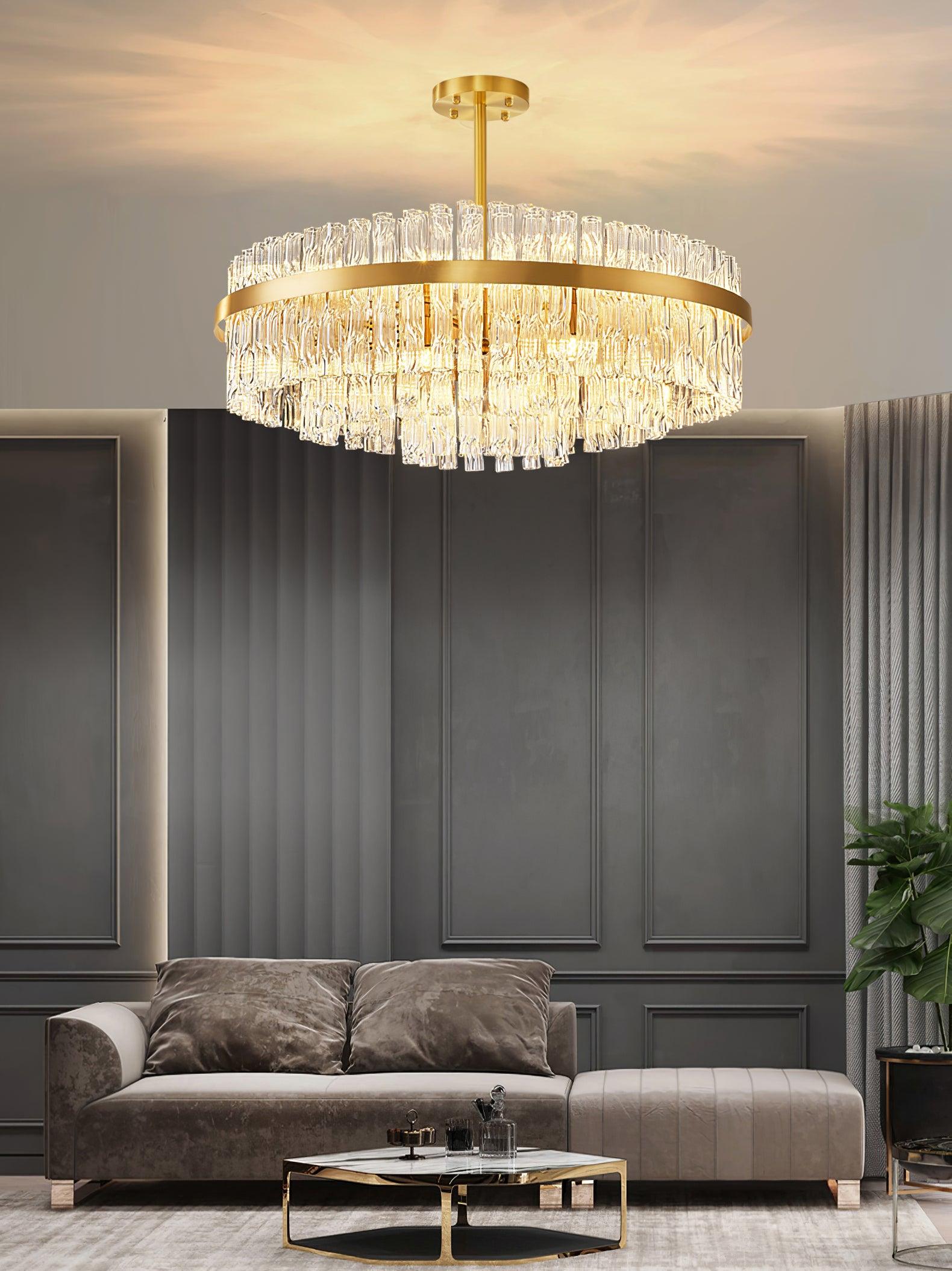 Gold & Clear Rod Chandelier - Lumpaz