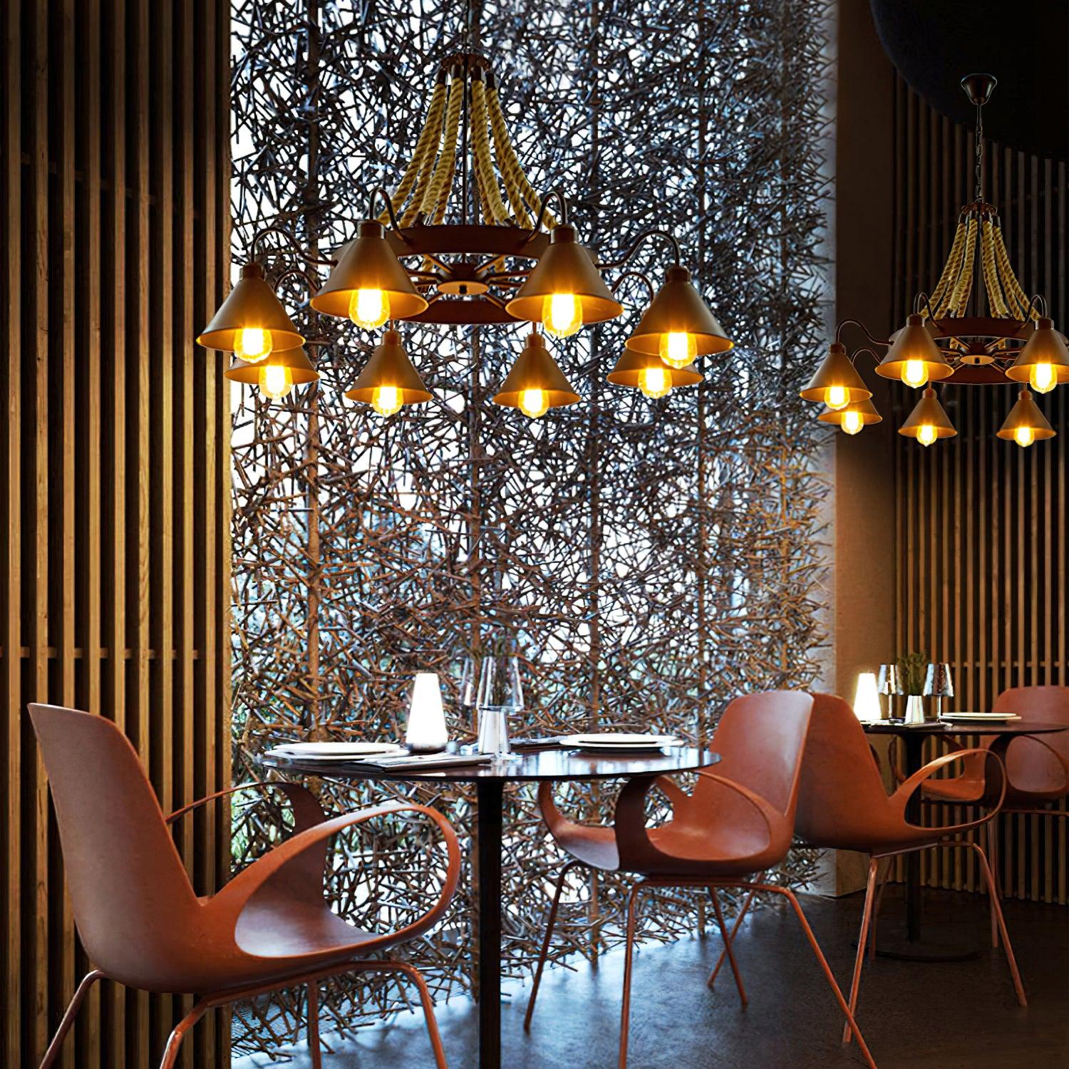 Hemp Rope Industrial Horn Chandelier - Lumpaz