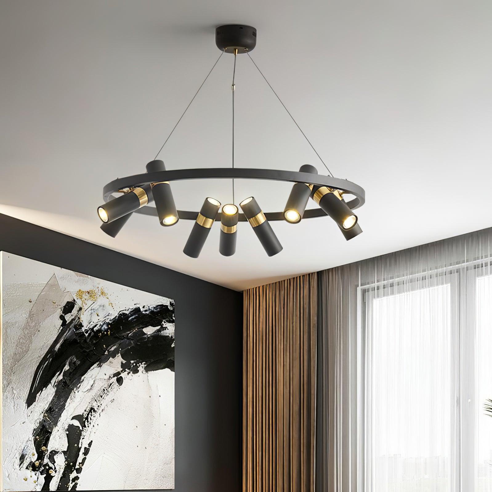 Black Mutil Pipe Chandelier - Lumpaz