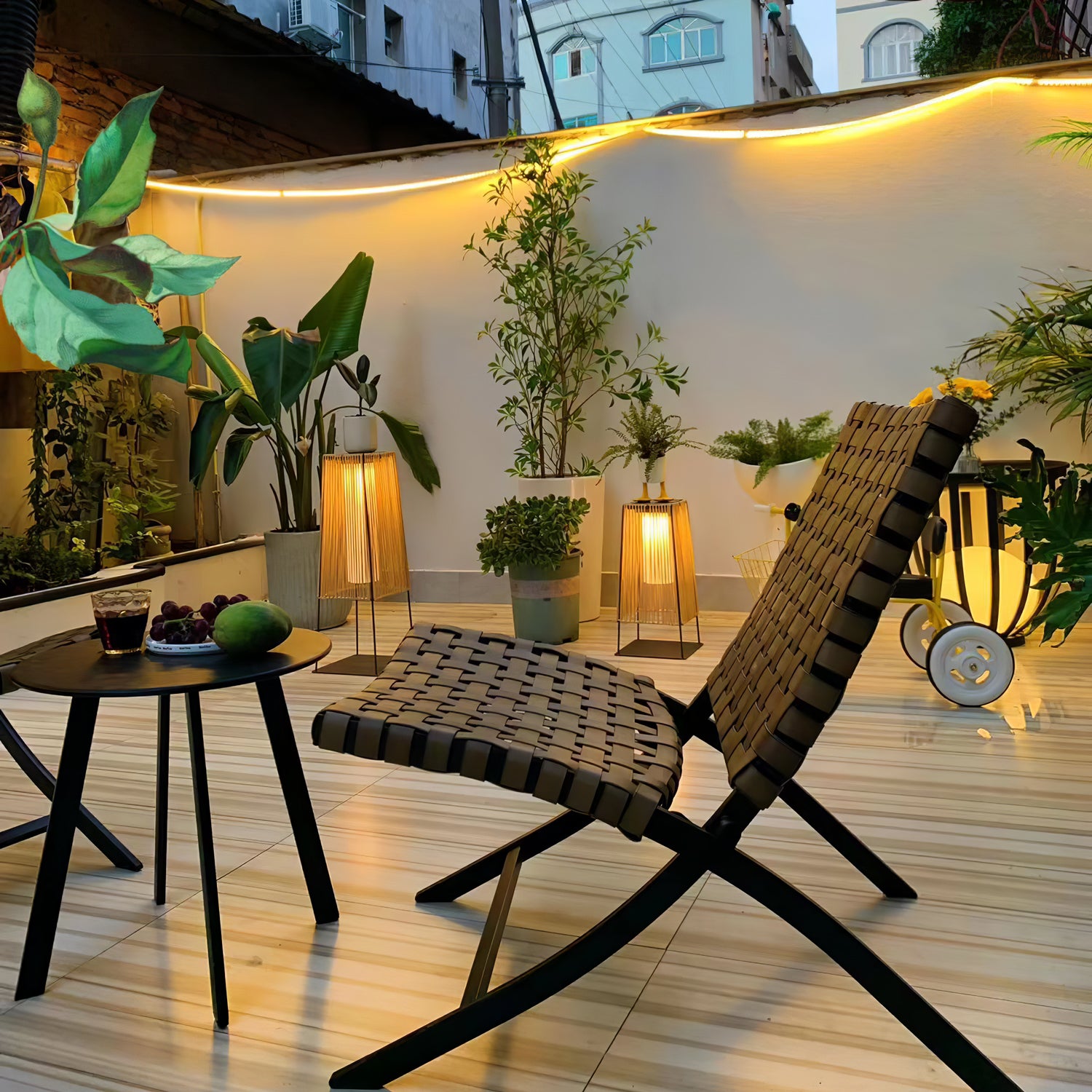 Plastic Rattan Outdoor Post Light with Solar Panel - Lumpaz