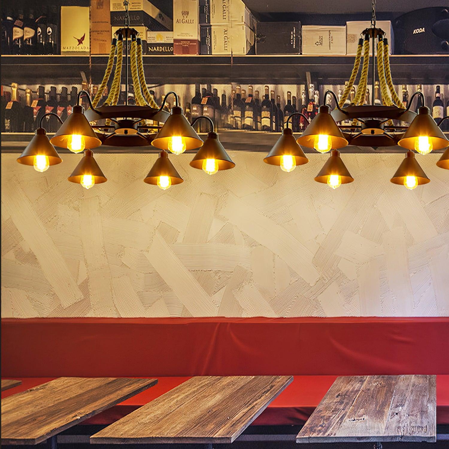 Hemp Rope Industrial Horn Chandelier - Lumpaz