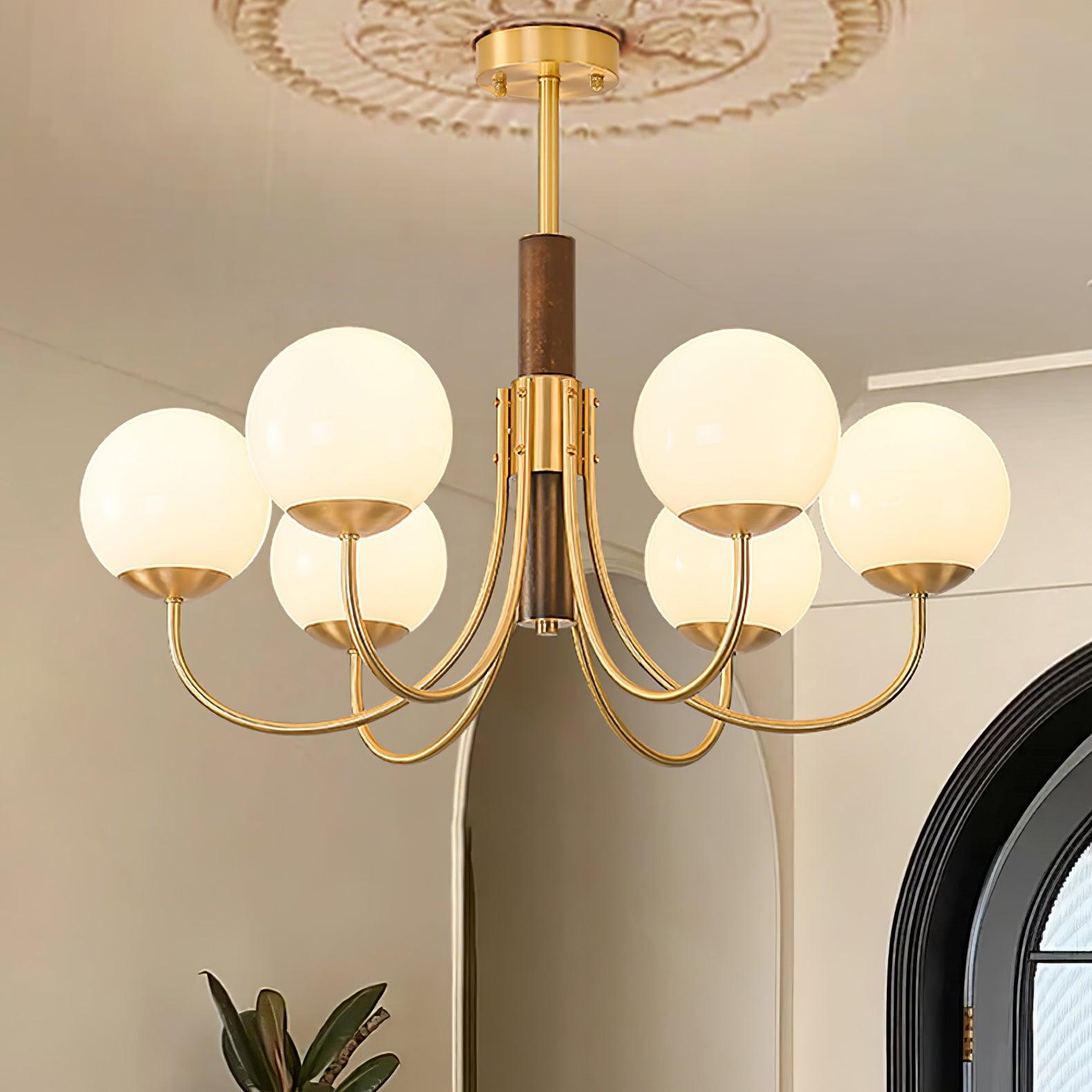 Midas Touch Walnut Sphere Chandelier - Lumpaz