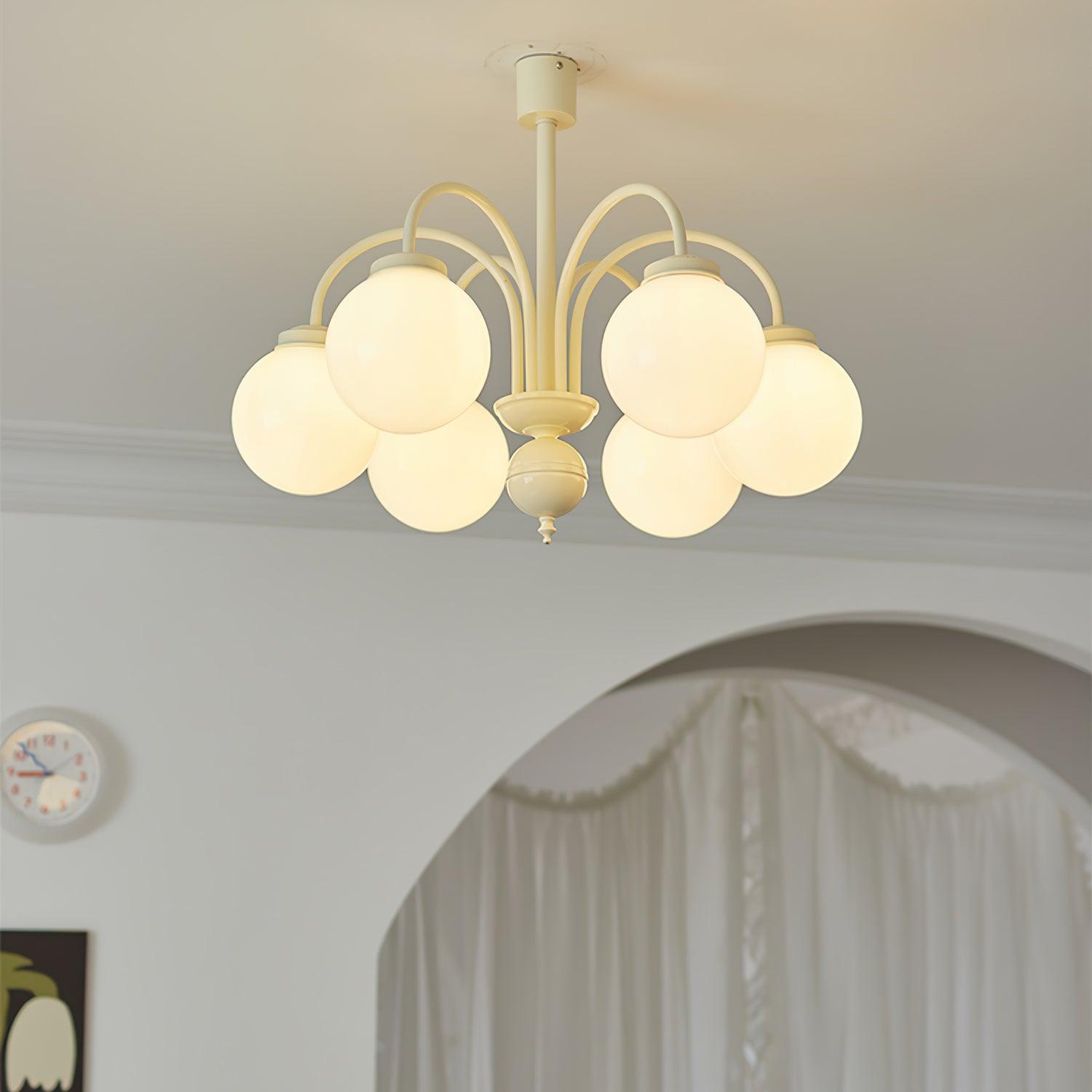 Cream Glass Sphere Chandelier - Lumpaz