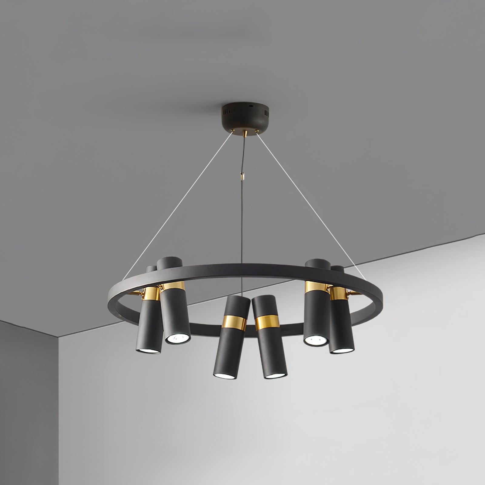 Black Mutil Pipe Chandelier - Lumpaz