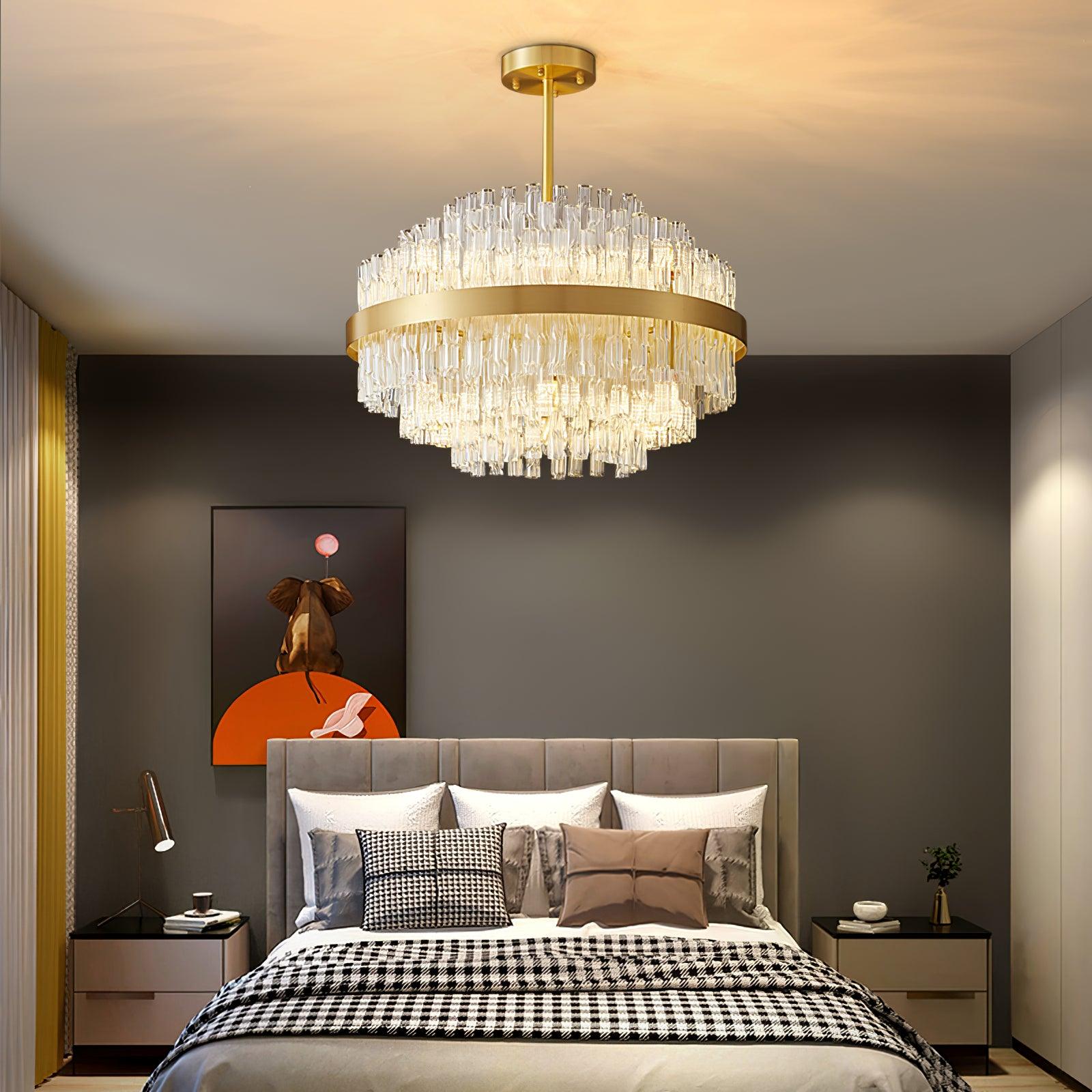 Gold & Clear Rod Chandelier - Lumpaz