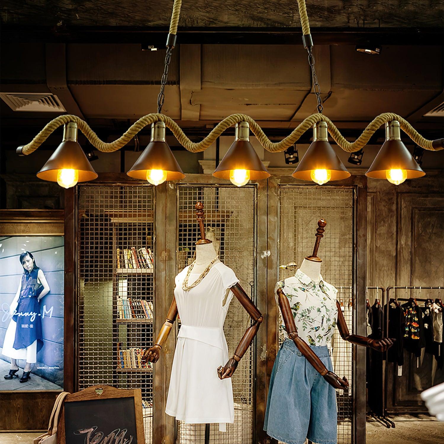 Hemp Rope Industrial Wave Chandelier - Lumpaz
