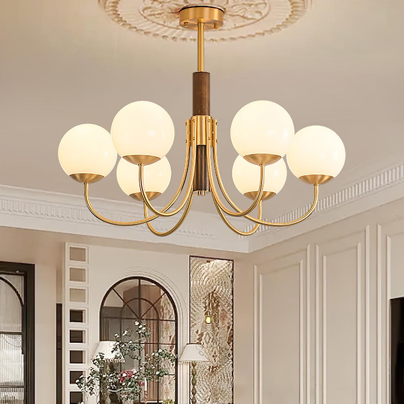 Midas Touch Walnut Sphere Chandelier - Lumpaz