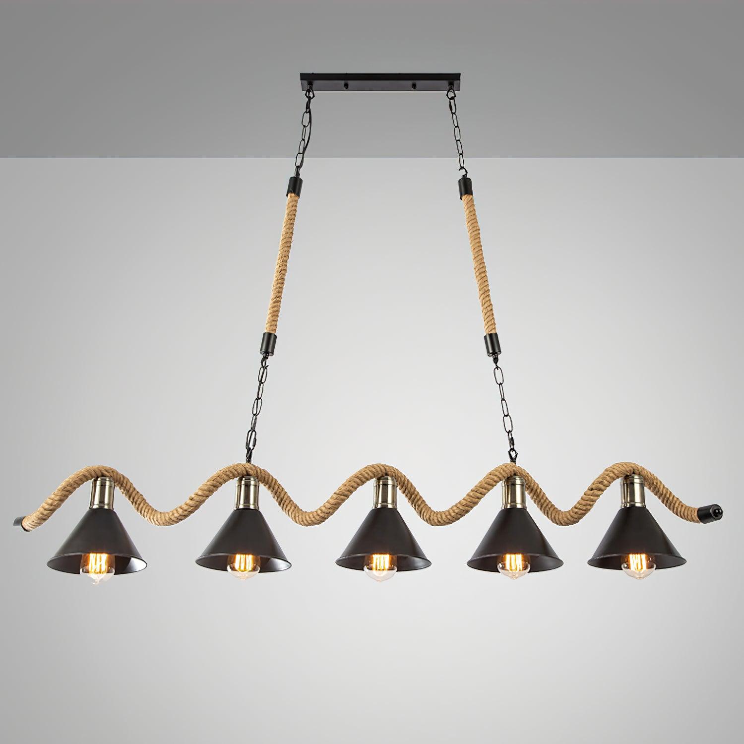 Hemp Rope Industrial Wave Chandelier - Lumpaz