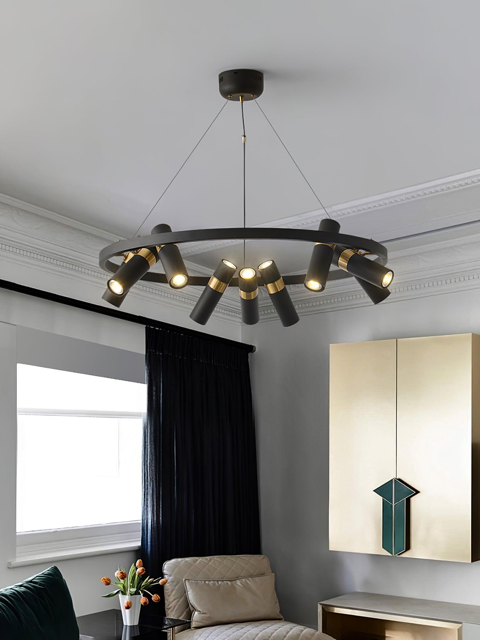 Black Mutil Pipe Chandelier - Lumpaz