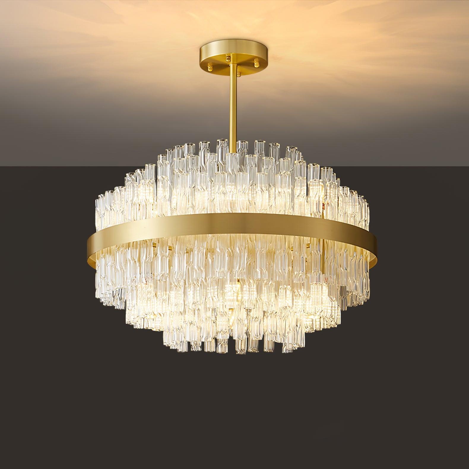 Gold & Clear Rod Chandelier - Lumpaz