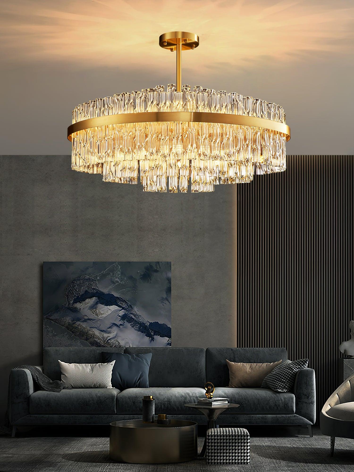Gold & Clear Rod Chandelier - Lumpaz