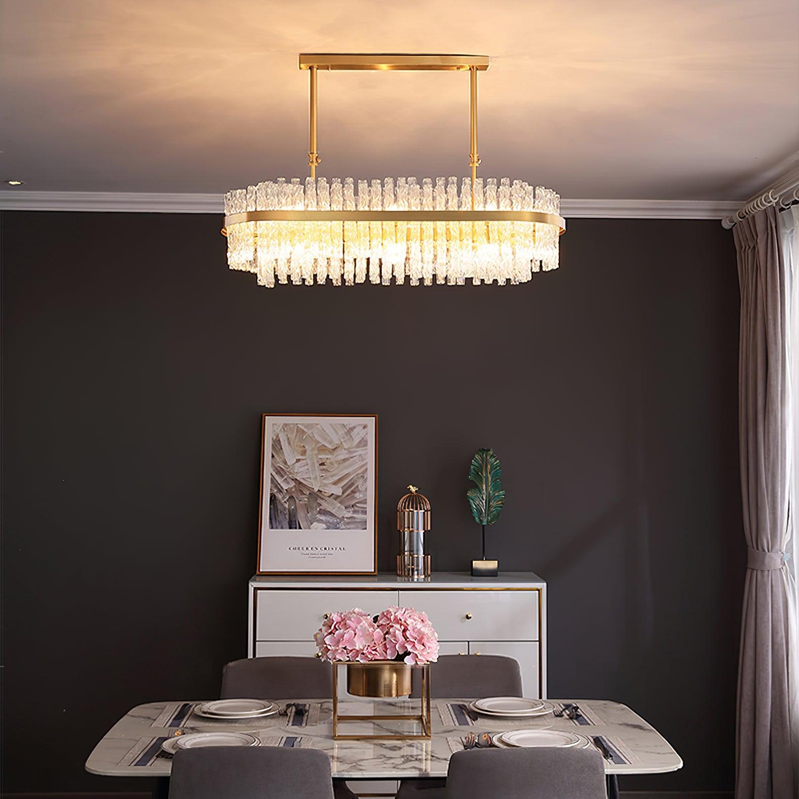 Gold & Clear Rod Chandelier - Lumpaz