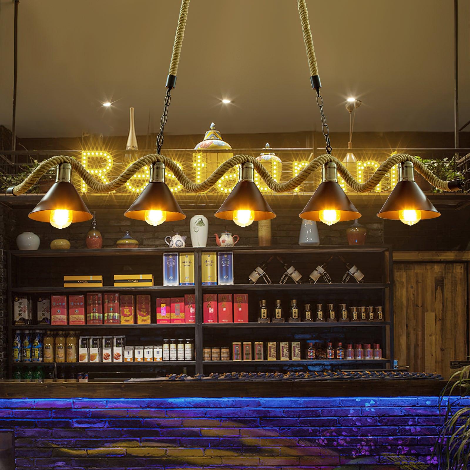 Hemp Rope Industrial Wave Chandelier - Lumpaz