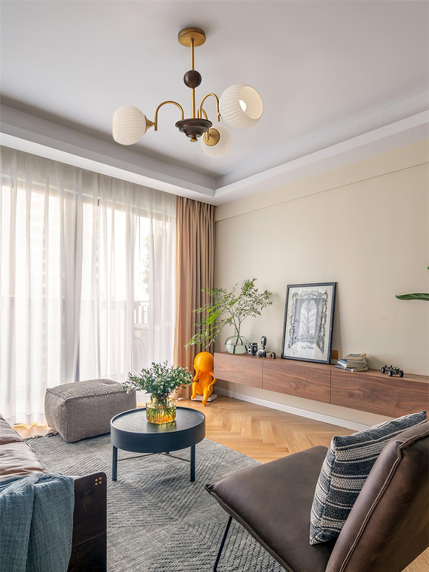 Sculptural Glass Ribbed Chandelier - Lumpaz