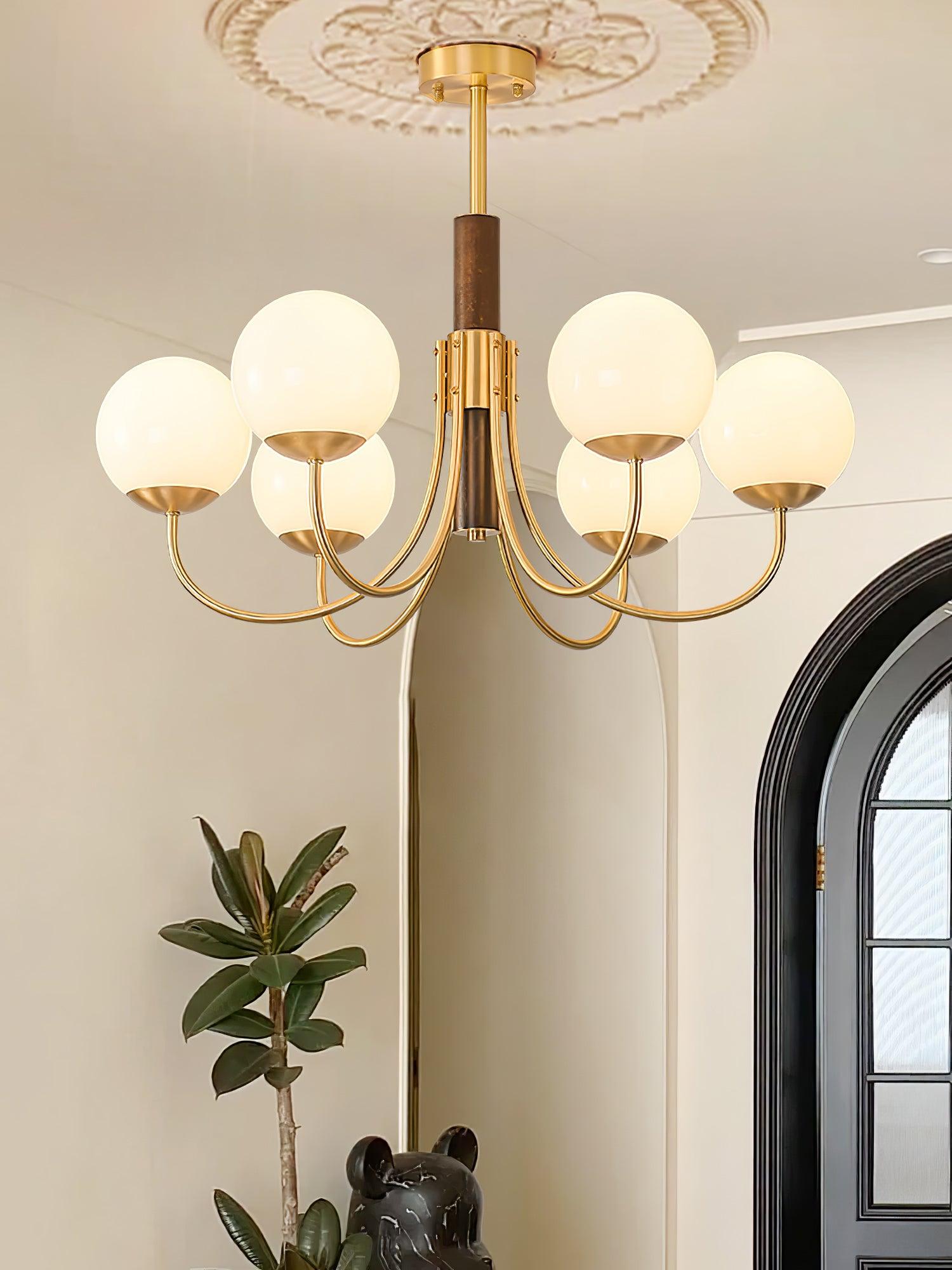 Midas Touch Walnut Sphere Chandelier - Lumpaz